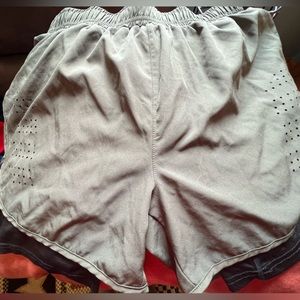 Gesean Womens athletic running shorts sage with black undershorts medium